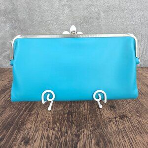 Mywalit 247 Clutch Wallet Liguria Aqua Blue Pink Kiss Lock Leather Dopamine Twee